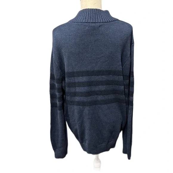 NWT Tahari Long Sleeve 1/2 Zip Sweater Blue Black Stripes Mens Size XL - Picture 4 of 8